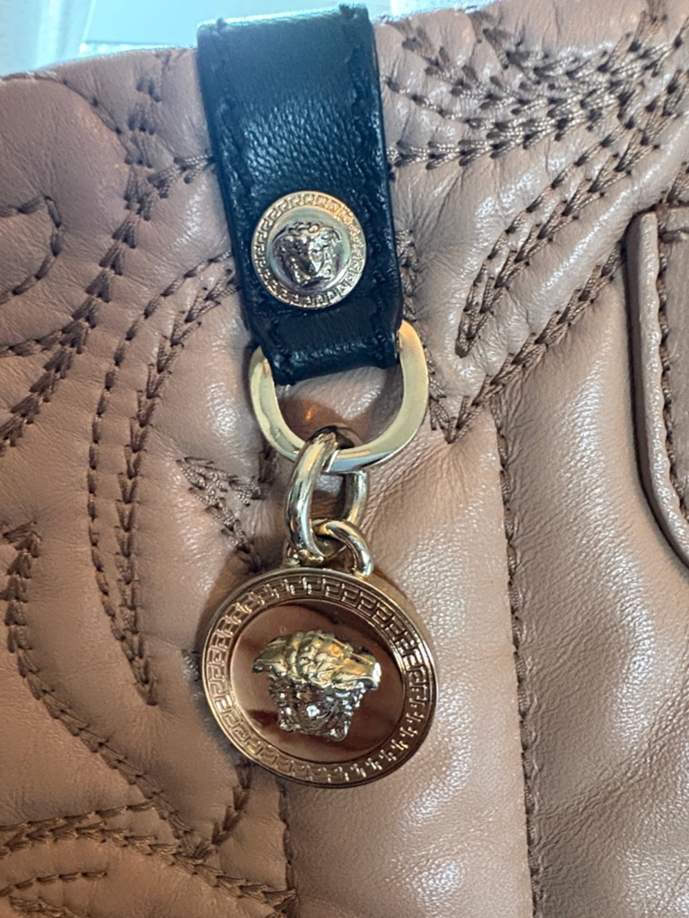 Authentic Versace Quilted leather shoulder Tote Bag